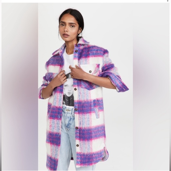 Blank NYC Revolve Purple Pink Plaid Oversized Prime Time Shirt Jacket Shacket - Picture 5 of 14
